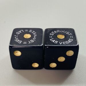 Vintage Stardust Las Vegas Casino Dice Pair Souvenir Gambling Black Bakelite
